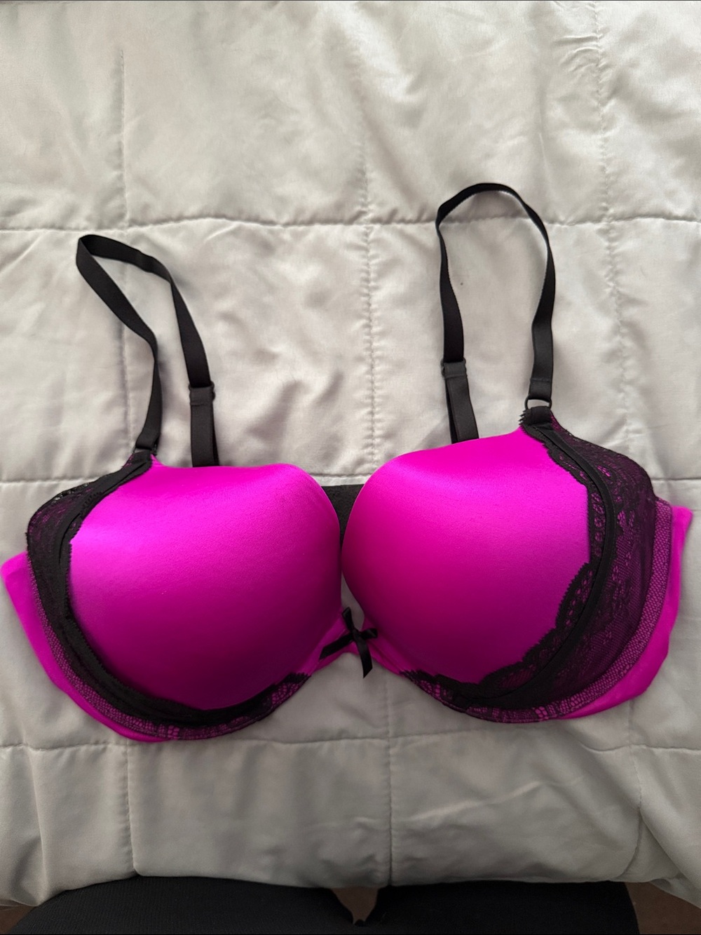 Victoria's Secret Fuchsia Push-Up Bra with Black Lace